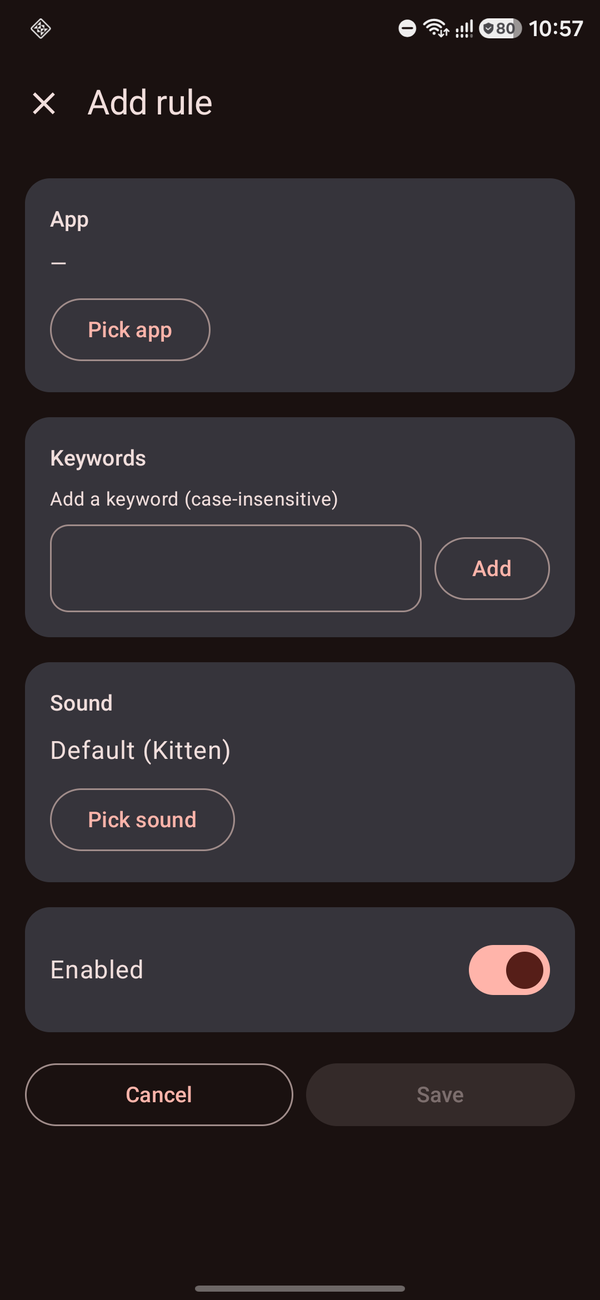 Droid M8 Android rule editor